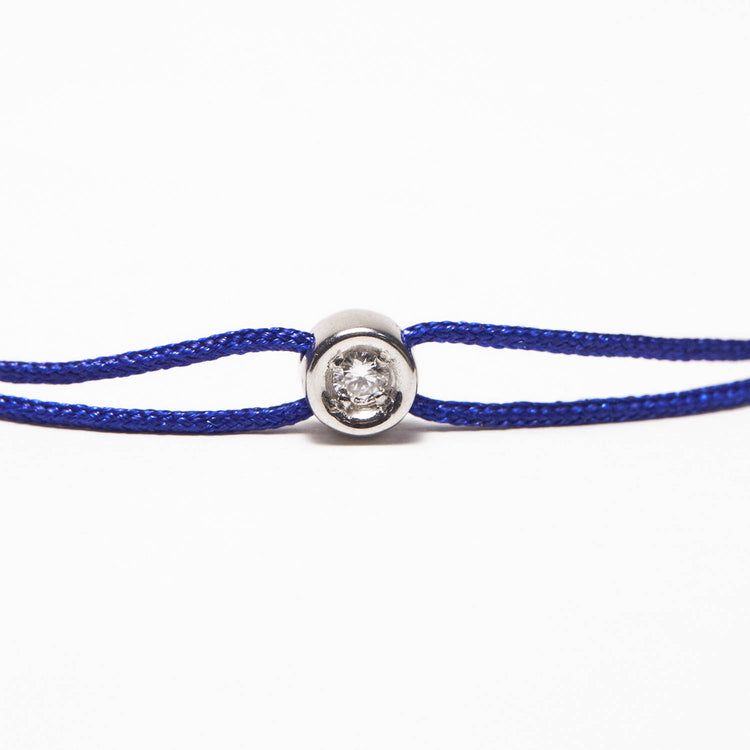 Bracelet bleu Pastille diamant or gris