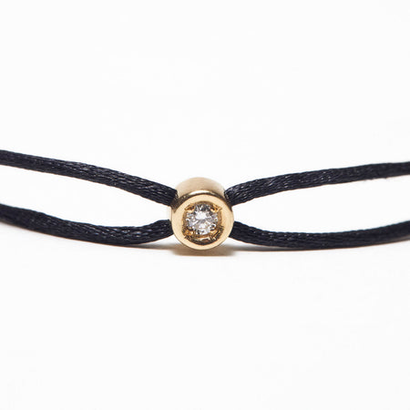 Bracelet noir Pastille diamant or jaune