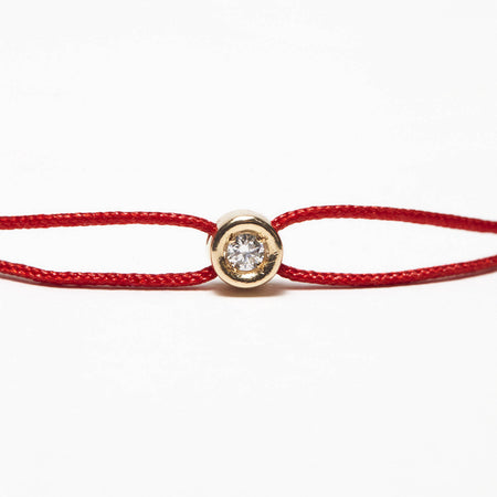 Bracelet rouge Pastille diamant or jaune