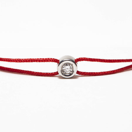 Bracelet rouge Pastille diamant or gris