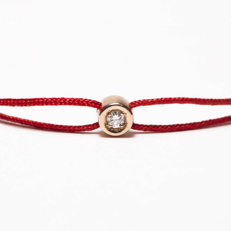 Bracelet rouge Pastille diamant or rose